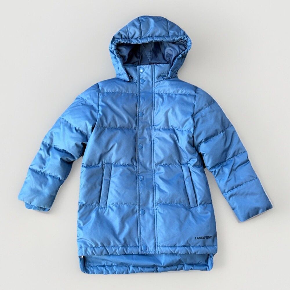 Lands End Boys Down Puffer Coat Size S Hooded Parka